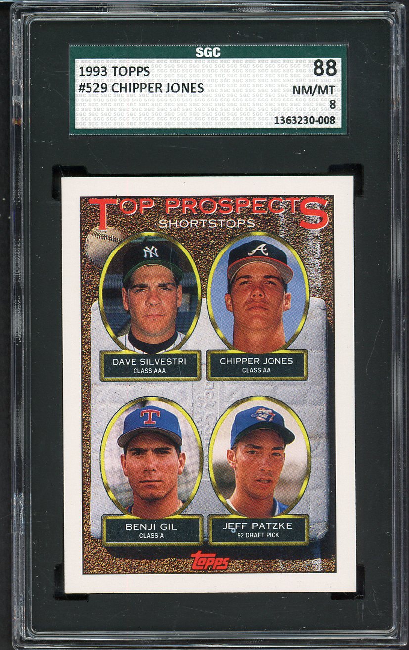 1993 Topps #529 Chipper Jones Braves SGC 8 NM/MT 555191