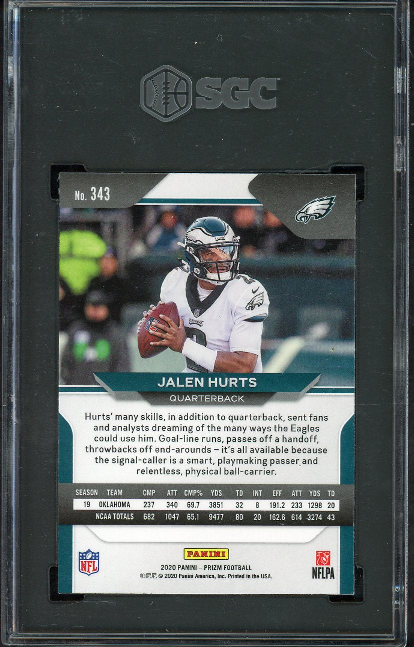 2020 Panini Prizm #343 Jalen Hurts Eagles SGC 10 GEM MINT 555192