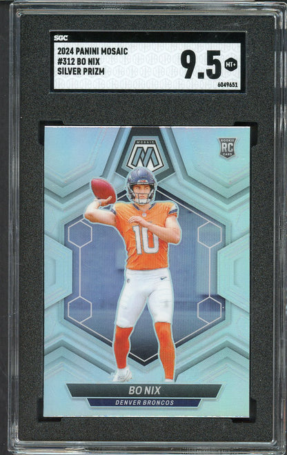 2024 Panini Mosaic Prizm #312 Bo Nix Broncos SGC 9.5 MINT+ Silver 555194