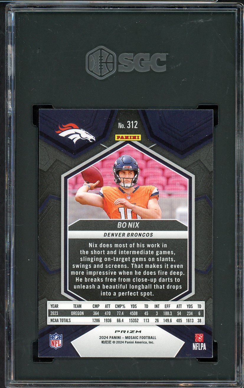 2024 Panini Mosaic Prizm #312 Bo Nix Broncos SGC 9.5 MINT+ Silver 555194