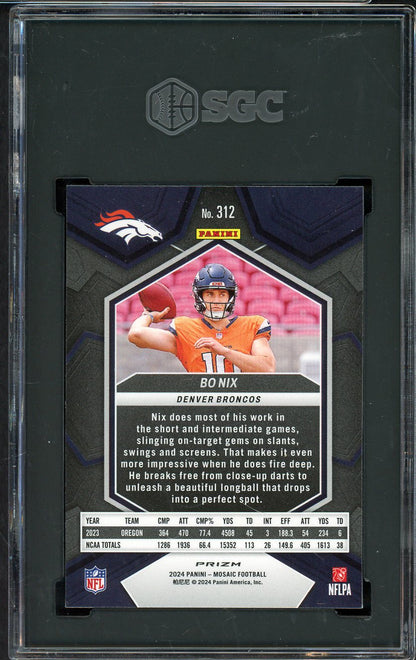 2024 Panini Mosaic Prizm #312 Bo Nix Broncos SGC 9.5 MINT+ Silver 555194
