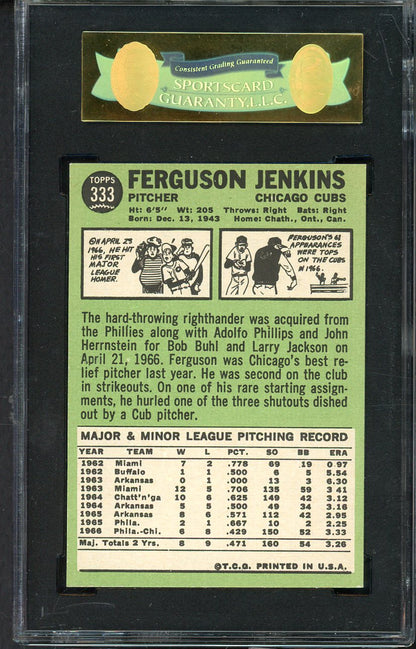 1967 Topps Baseball #333 Fergie Jenkins Cubs SGC 7 NM 555196