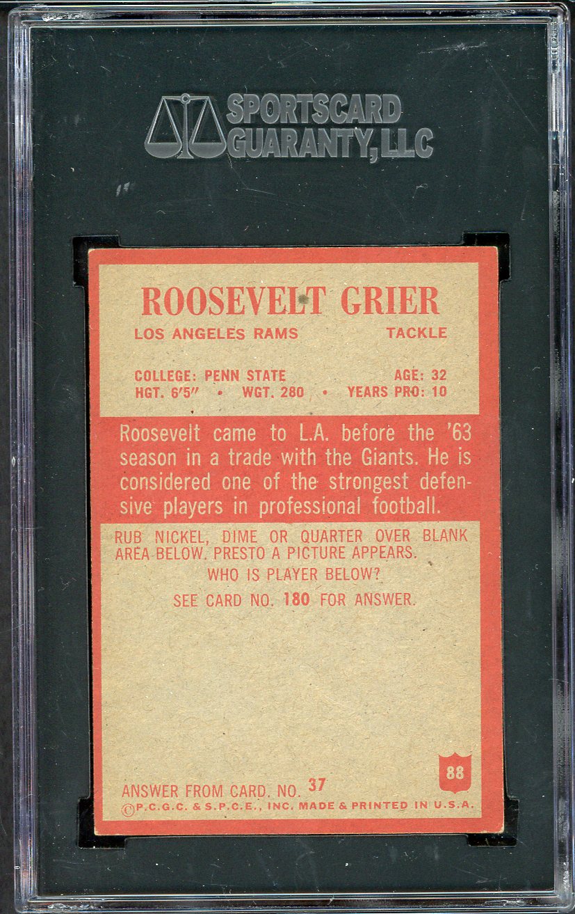 1965 Philadelphia Football #088 Rosie Grier Rams SGC 6.5 EX-MT+ 555202