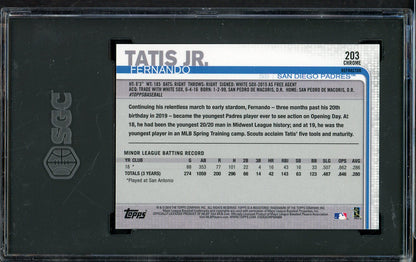2019 Topps Chrome #203 Fernando Tatis Jr Padres SGC 10 GEM MINT Refractor 555210