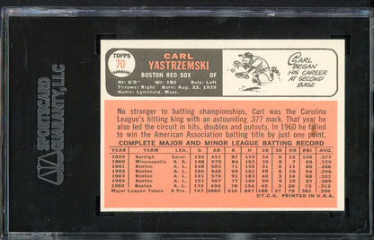 1966 Topps Baseball #070 Carl Yastrzemski Red Sox SGC 6 EX-MT 555212
