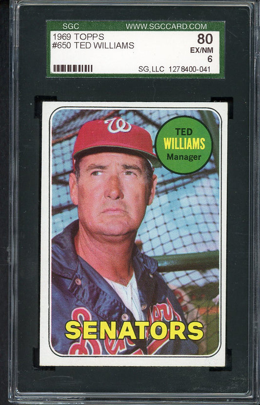 1969 Topps Baseball #650 Ted Williams Senators SGC 6 EX-MT 555216