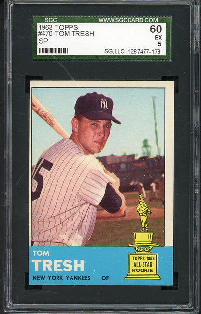1963 Topps Baseball #470 Tom Tresh Yankees SGC 5 EX 555220