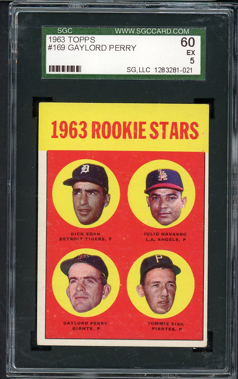 1963 Topps Baseball #169 Gaylord Perry Giants SGC 5 EX 555222