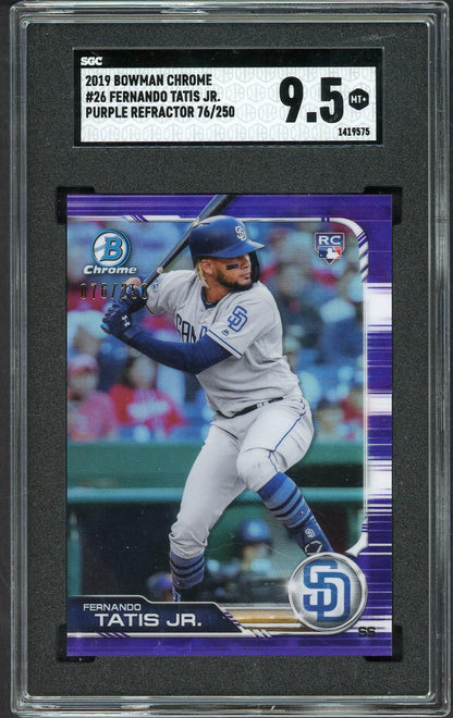 2019 Bowman Chrome Refractor #026 Fernando Tatis Jr Padres SGC 9.5 MINT+ Purple 555226