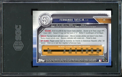 2019 Bowman Chrome Refractor #026 Fernando Tatis Jr Padres SGC 9.5 MINT+ Purple 555226