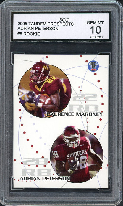 2005 Tandem Prospects #005 Adrian Peterson Oklahoma BCG 10 GEM MINT 555238