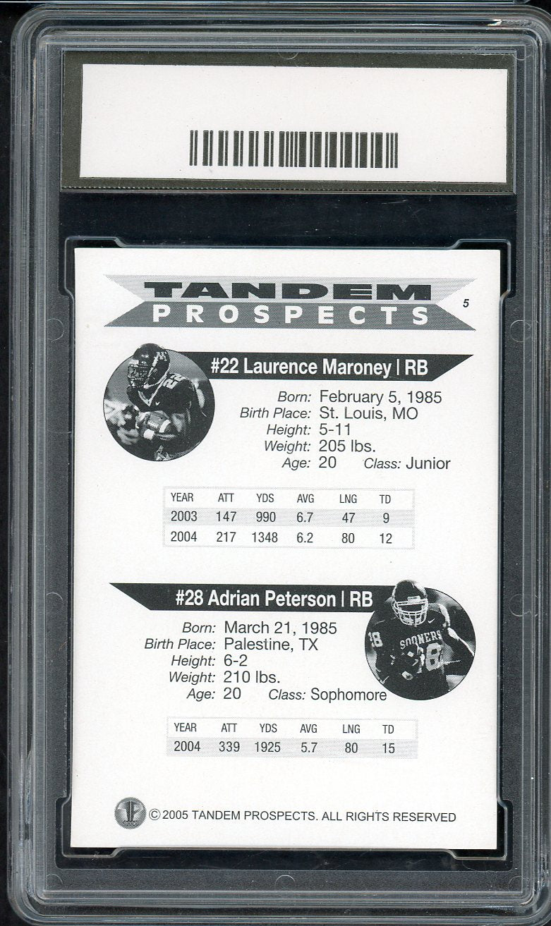 2005 Tandem Prospects #005 Adrian Peterson Oklahoma BCG 10 GEM MINT 555238