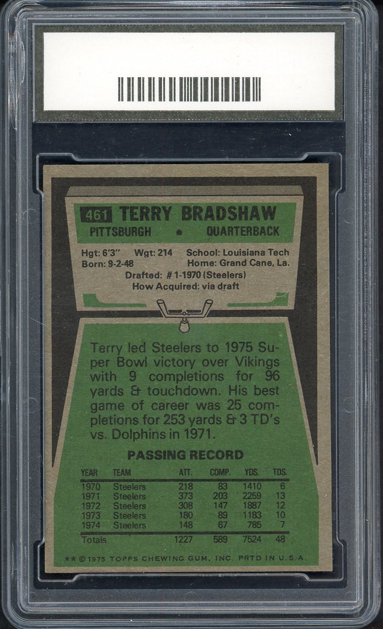 1975 Topps Football #461 Terry Bradshaw Steelers RGA 8.5 NM/MT+ 555241