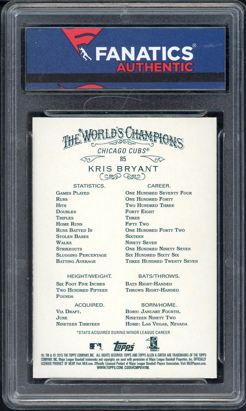 2015 Topps Allen & Ginter #085 Kris Bryant Cubs Fanatics Authentic 555242