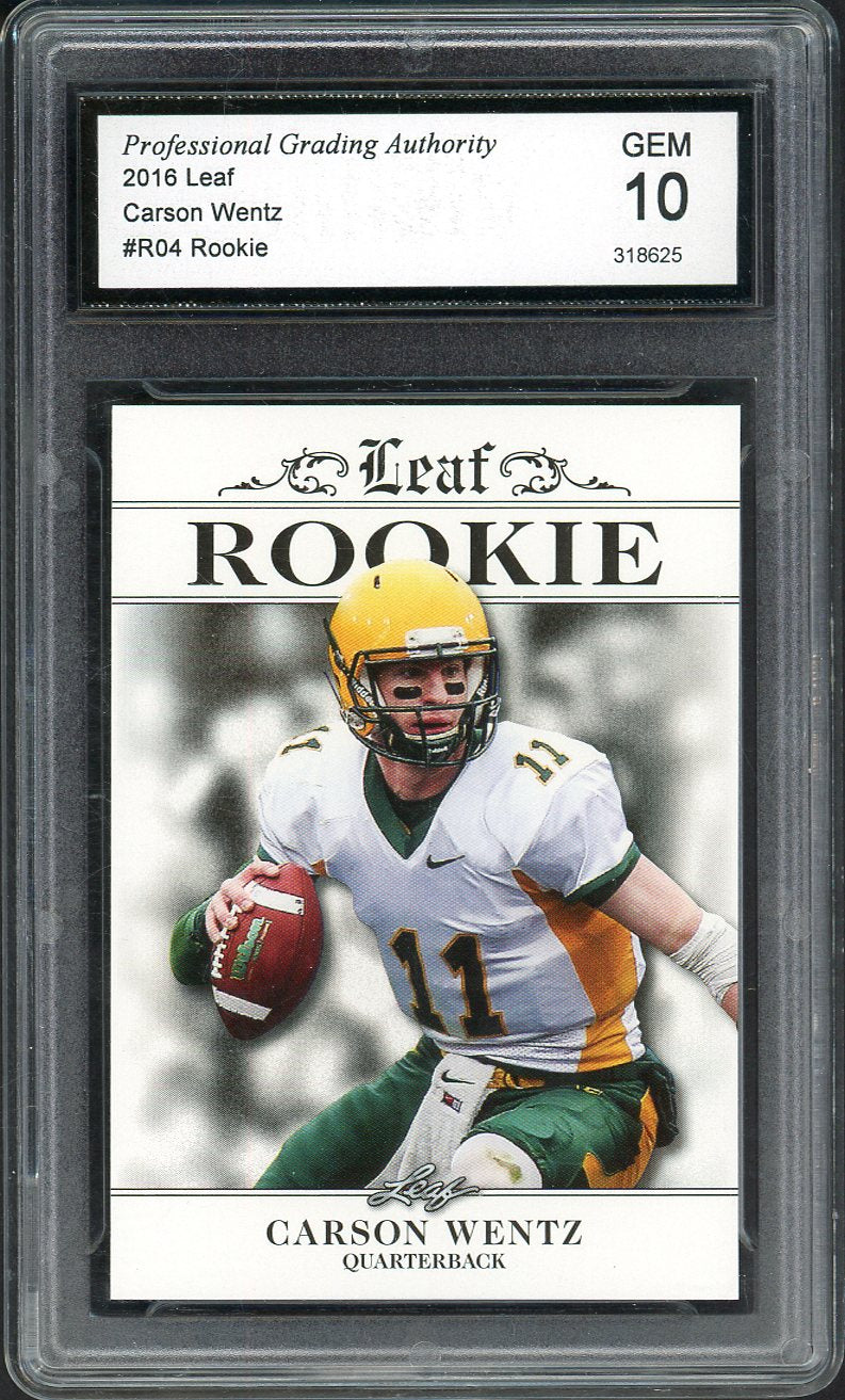 2016 Leaf #R04 Carson Wentz Eagles PGA 10 GEM MINT 555243