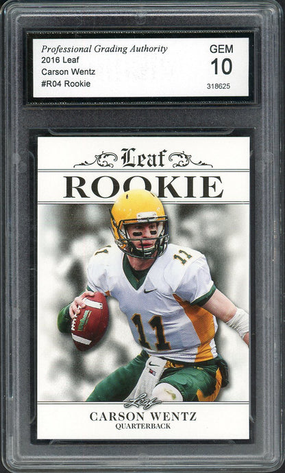 2016 Leaf #R04 Carson Wentz Eagles PGA 10 GEM MINT 555243