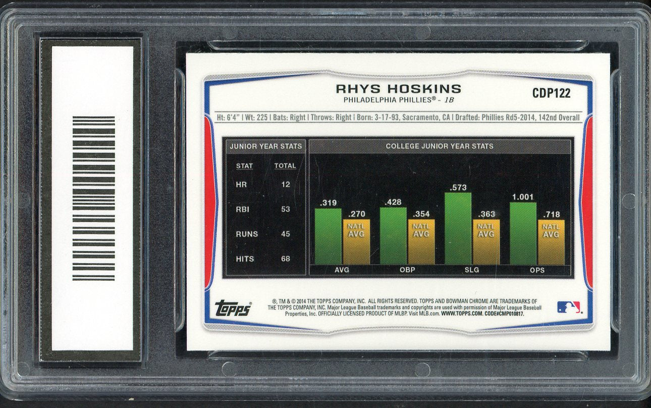 2014 Bowman Chrome #CDP122 Rhys Hoskins Phillies PGA 10 GEM MINT 555245