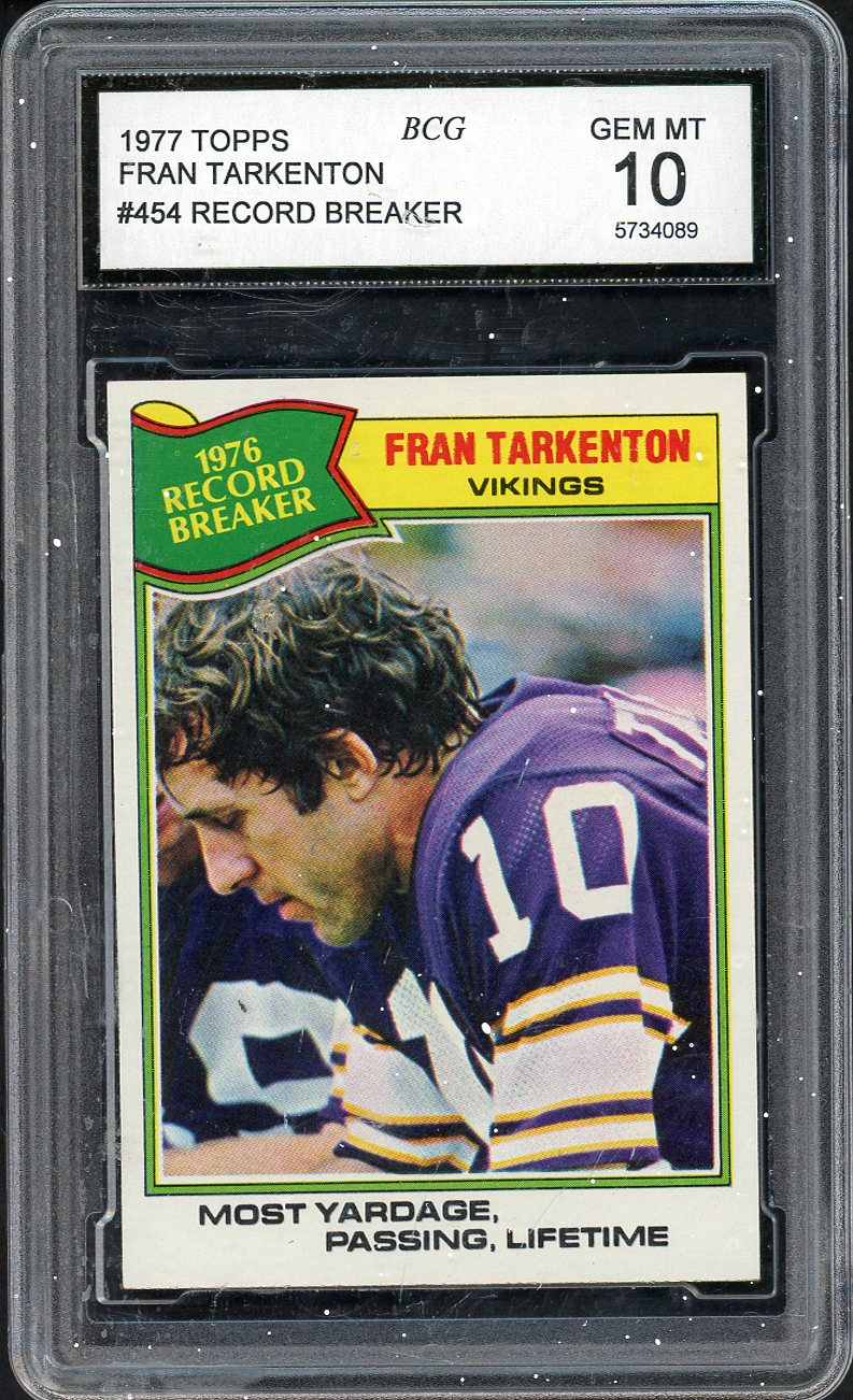 1977 Topps Football #454 Fran Tarkenton RB Vikings BCG 10 GEM MINT 555246