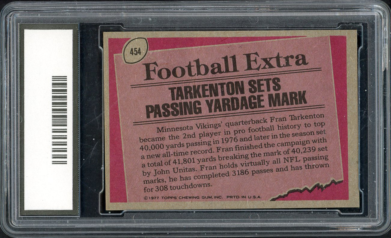 1977 Topps Football #454 Fran Tarkenton RB Vikings BCG 10 GEM MINT 555246