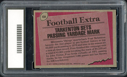 1977 Topps Football #454 Fran Tarkenton RB Vikings BCG 10 GEM MINT 555246
