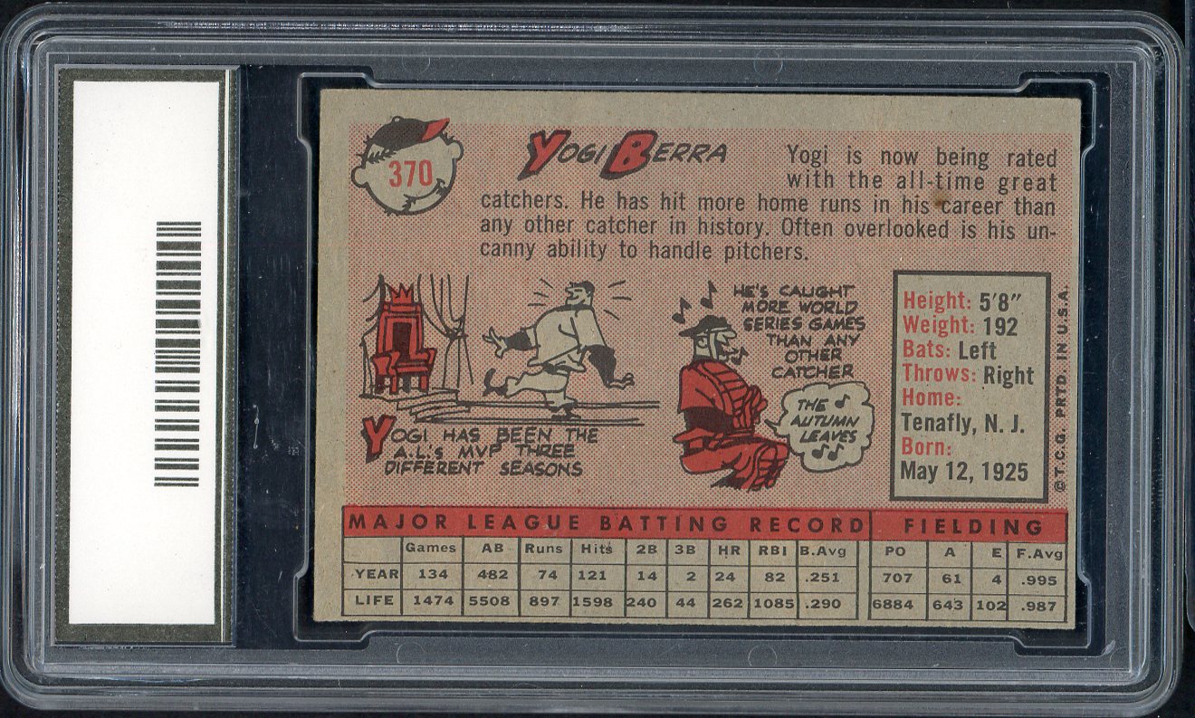 1958 Topps Baseball #370 Yogi Berra Yankees RGA 8.5 NM/MT+ 555247