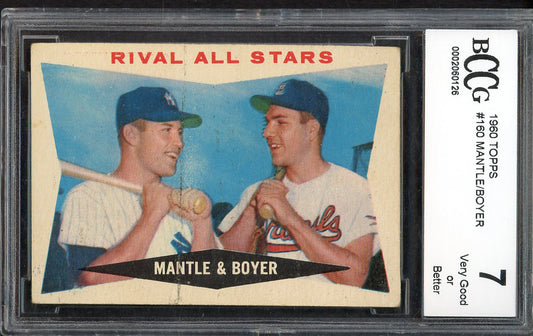 1960 Topps Baseball #160 Mickey Mantle Ken Boyer BCCG 7 555248