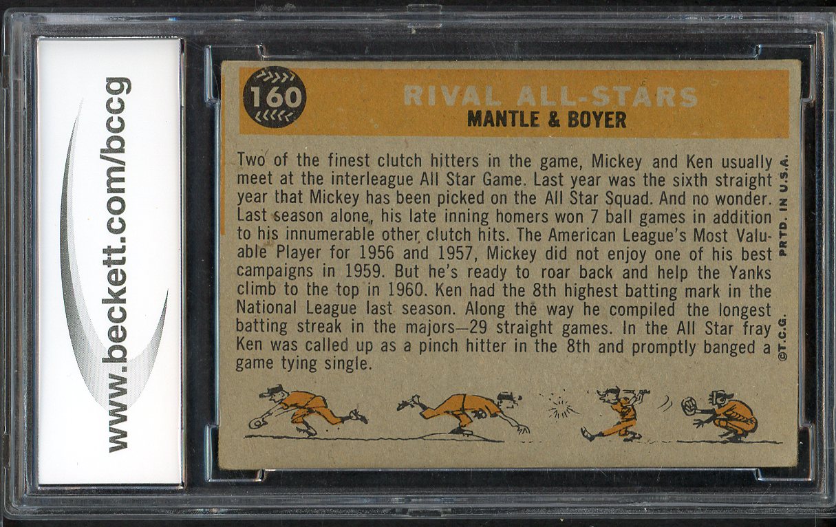 1960 Topps Baseball #160 Mickey Mantle Ken Boyer BCCG 7 555248