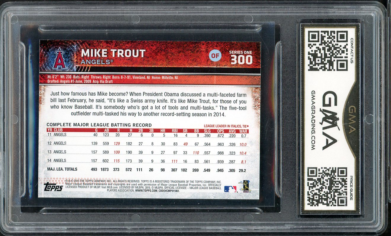 2015 Topps Mini #300 Mike Trout Angels GMA 8.5 NM/MT+ 555250