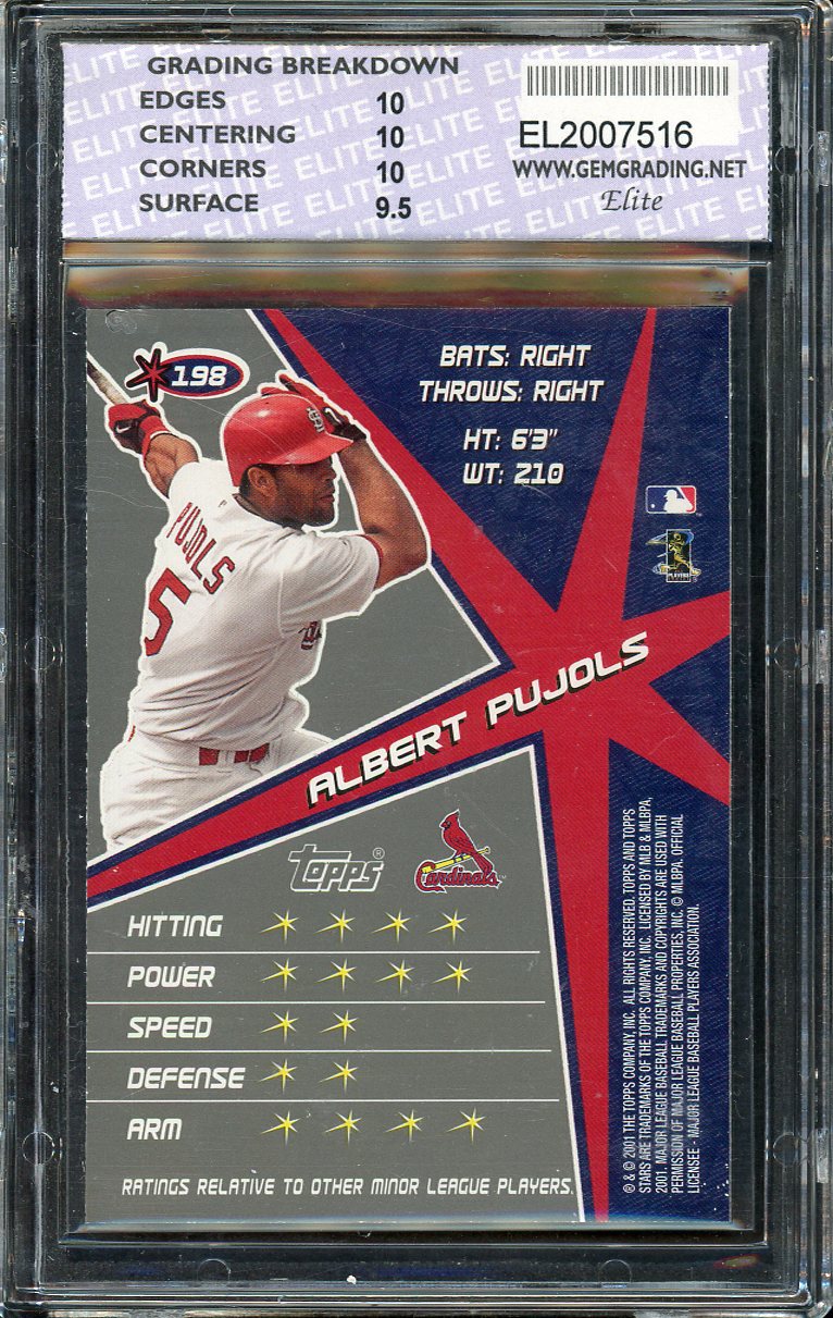 2001 Topps Stars #198 Albert Pujols Cardinals GEG 10 Pristine 555252