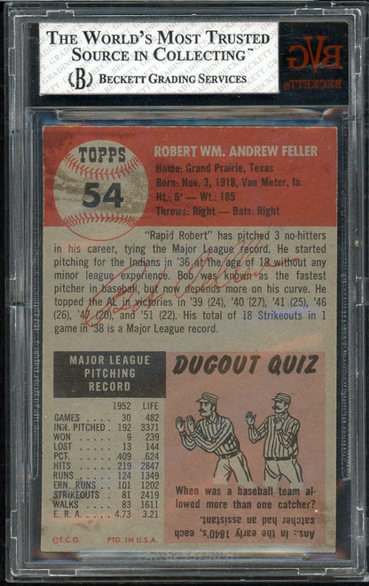 1953 Topps Baseball #054 Bob Feller Indians BVG 6 EX-MT 555254