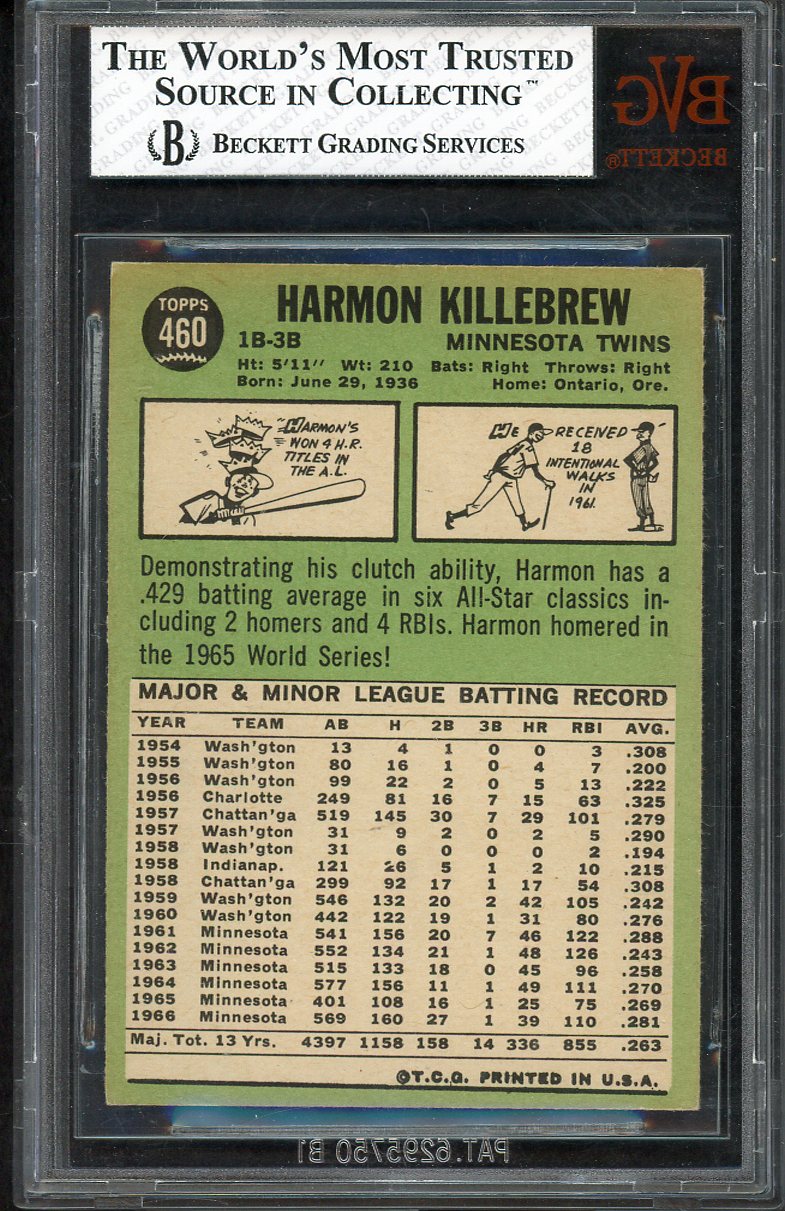 1967 Topps Baseball #460 Harmon Killebrew Twins BVG 5.5 EX+ 555256