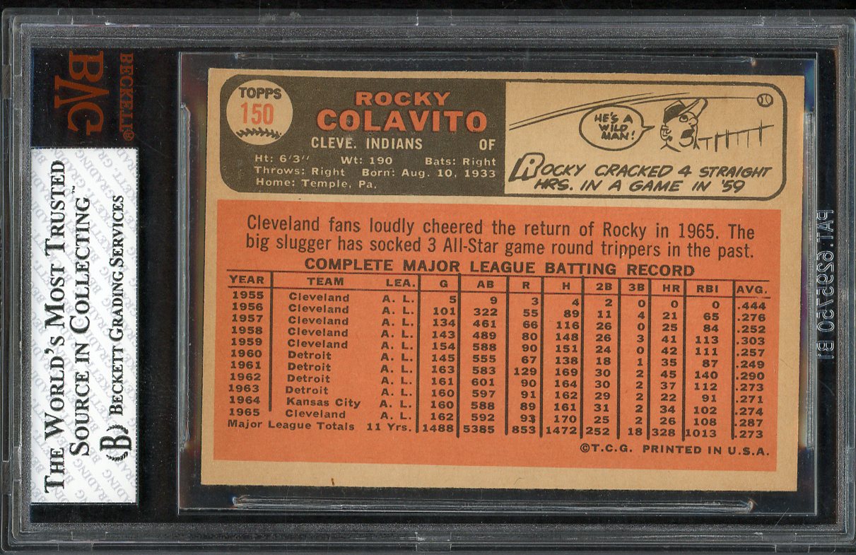1966 Topps Baseball #150 Rocky Colavito Indians BVG 5.5 EX+ 555260