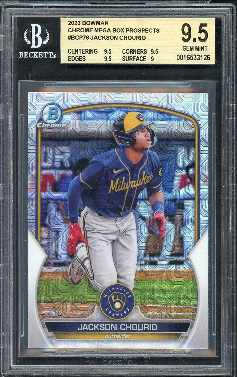 2023 Bowman Chrome Prospects #BCP76 Jackson Chourio Brewers BVG 9.5 GEM MINT Mega 555262