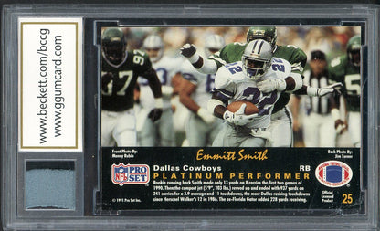 1991 Pro Set Platinum #025 Emmitt Smith Cowboys BCCG 9 Game Used Pants 555263