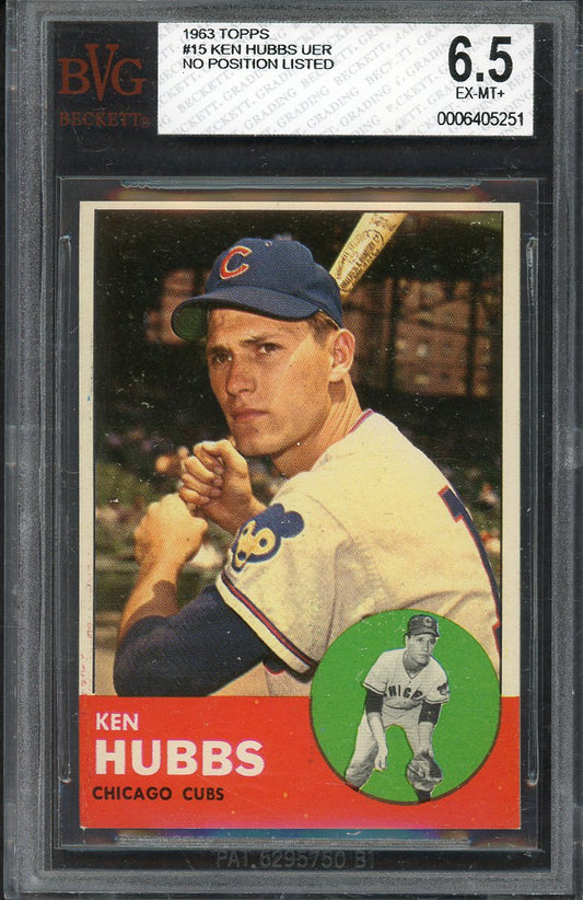 1963 Topps Baseball #015 Ken Hubbs Cubs BVG 6.5 EX-MT+ 555264