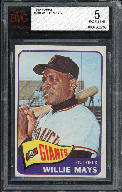 1965 Topps Baseball #250 Willie Mays Giants BVG 5 EX 555267