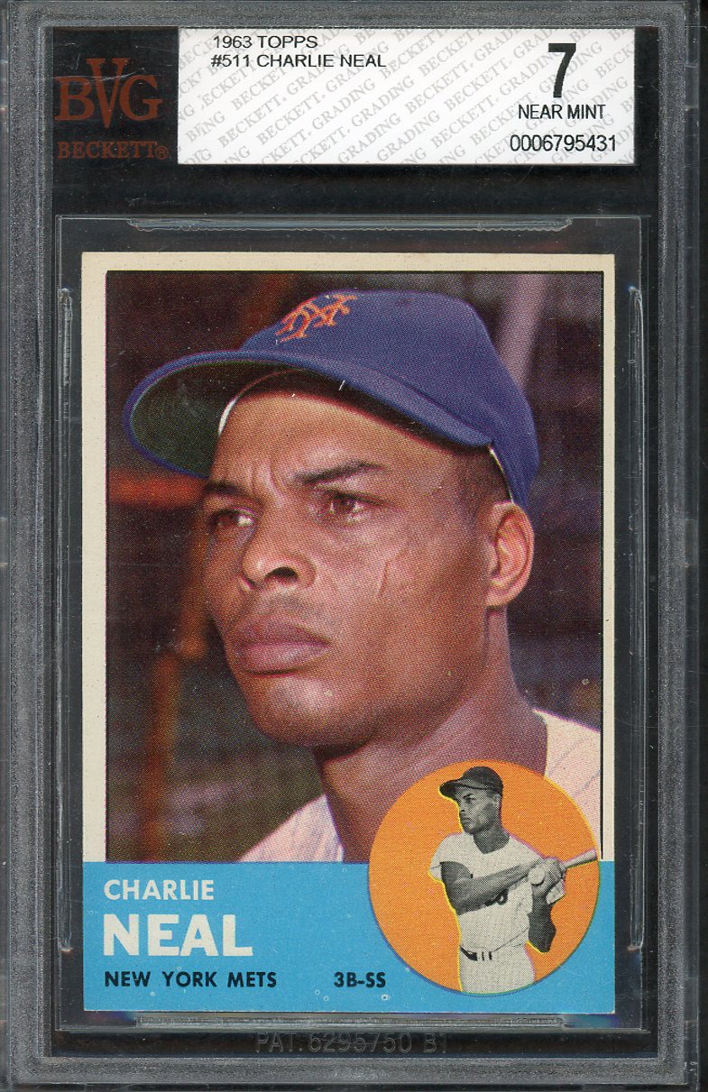 1963 Topps Baseball #511 Charlie Neal Mets BVG 7 NM 555272