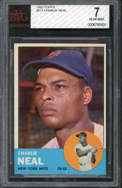 1963 Topps Baseball #511 Charlie Neal Mets BVG 7 NM 555272
