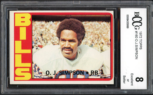 1972 Topps Football #160 O.J. Simpson Bills BCCG 8 555274