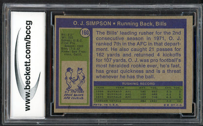 1972 Topps Football #160 O.J. Simpson Bills BCCG 8 555274