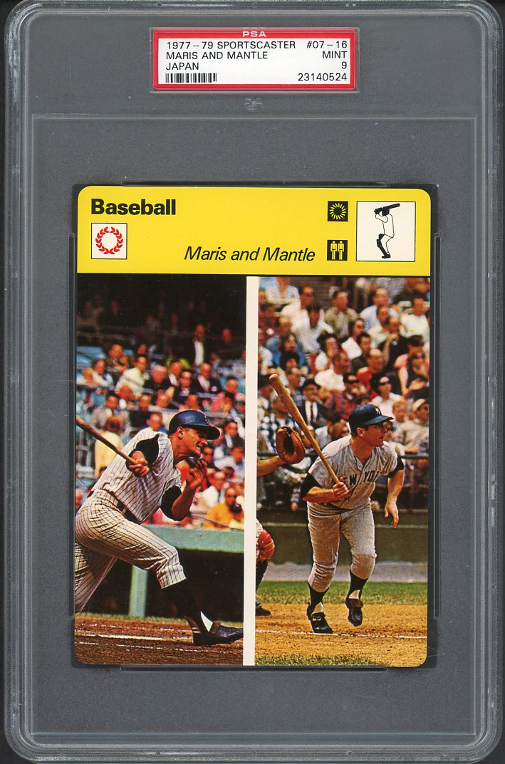 1977 Sportscasters #07-16 Mickey Mantle Roger Maris PSA 9 MINT 555279