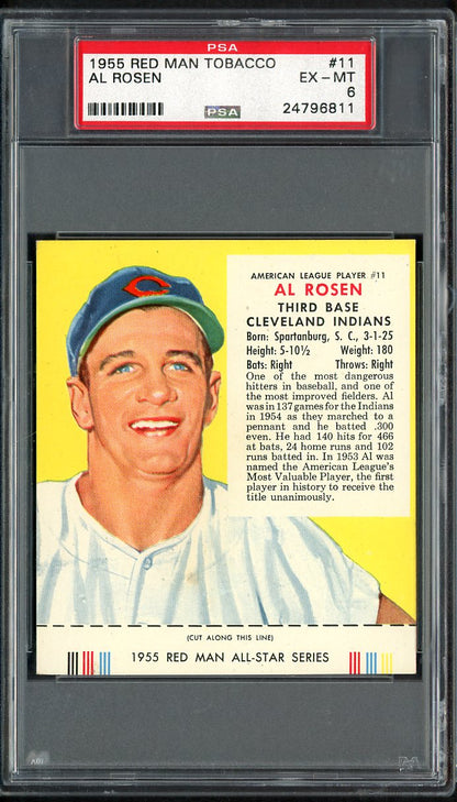 1955 Red Man #011AL Al Rosen Indians PSA 6 EX-MT w/Tab 555284
