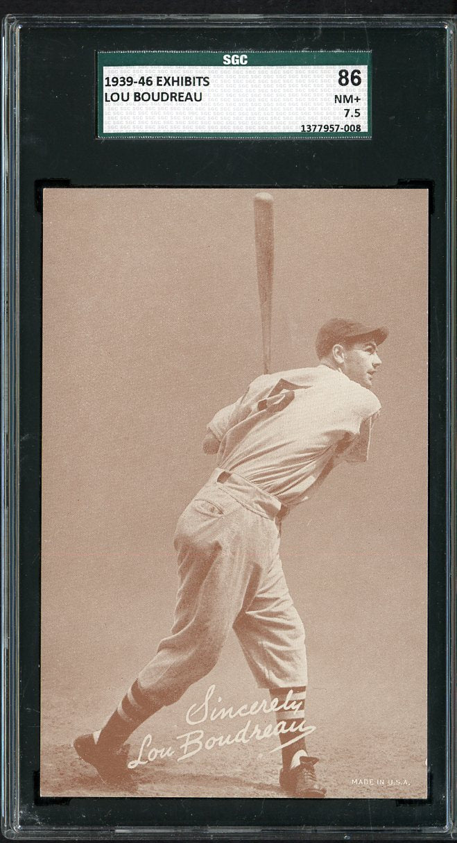 1939-46 Salutation Exhibits Lou Boudreau Indians SGC 7.5 NM+ 555303