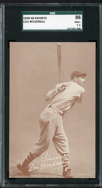 1939-46 Salutation Exhibits Lou Boudreau Indians SGC 7.5 NM+ 555303