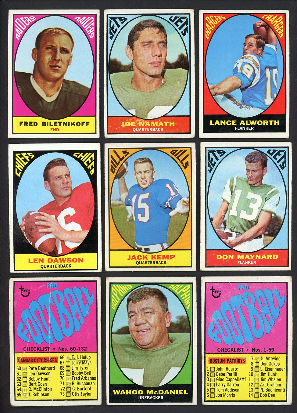1967 Topps Football Complete Set VG-EX/EX Namath Biletnikoff 555337