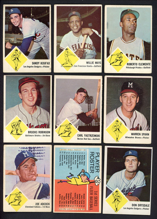 1963 Fleer Baseball Complete Set Lower Grade Clemente Koufax 555363