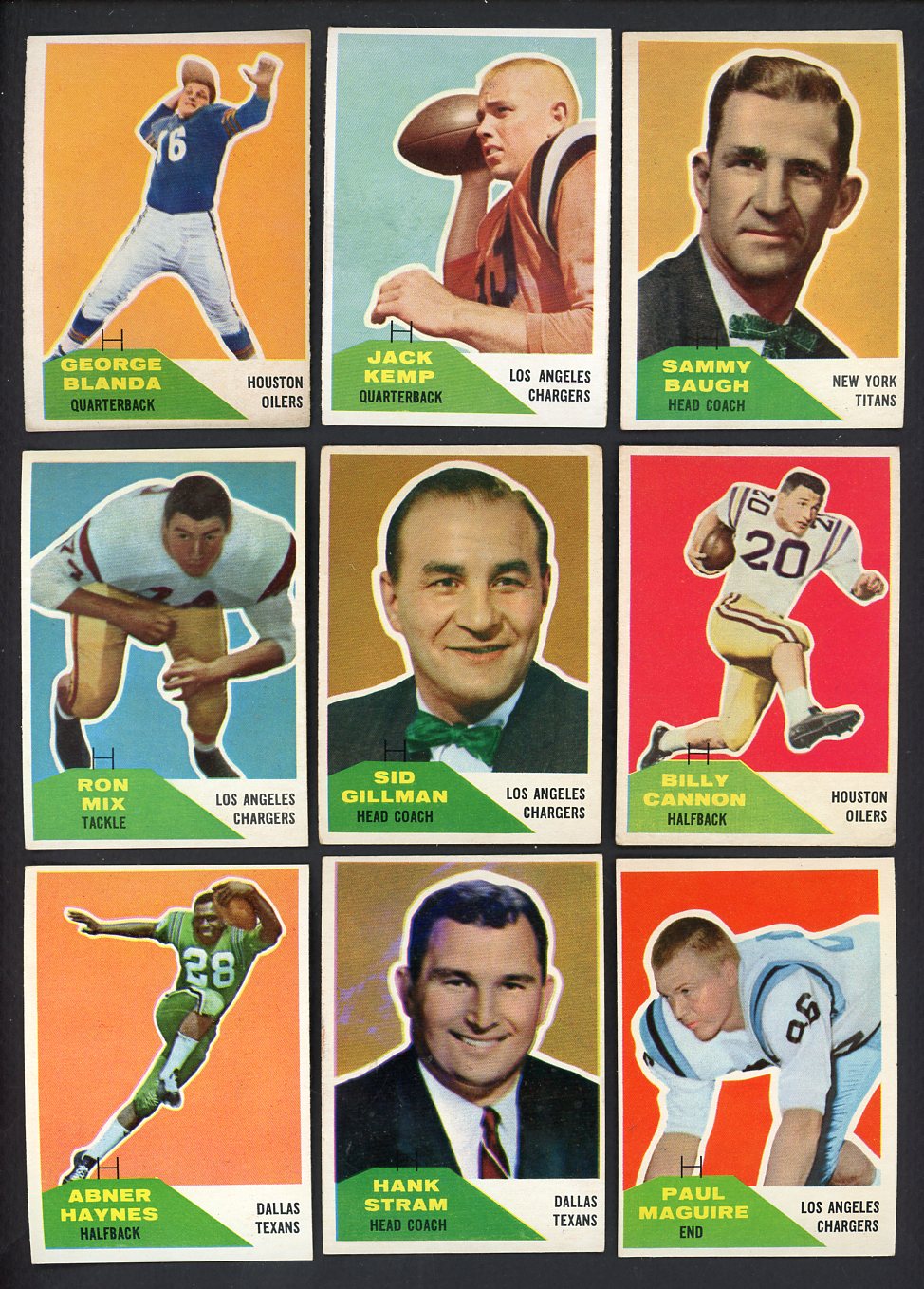 1960 Fleer Football Complete Set EX/EX+ Blanda Kemp Baugh 555365