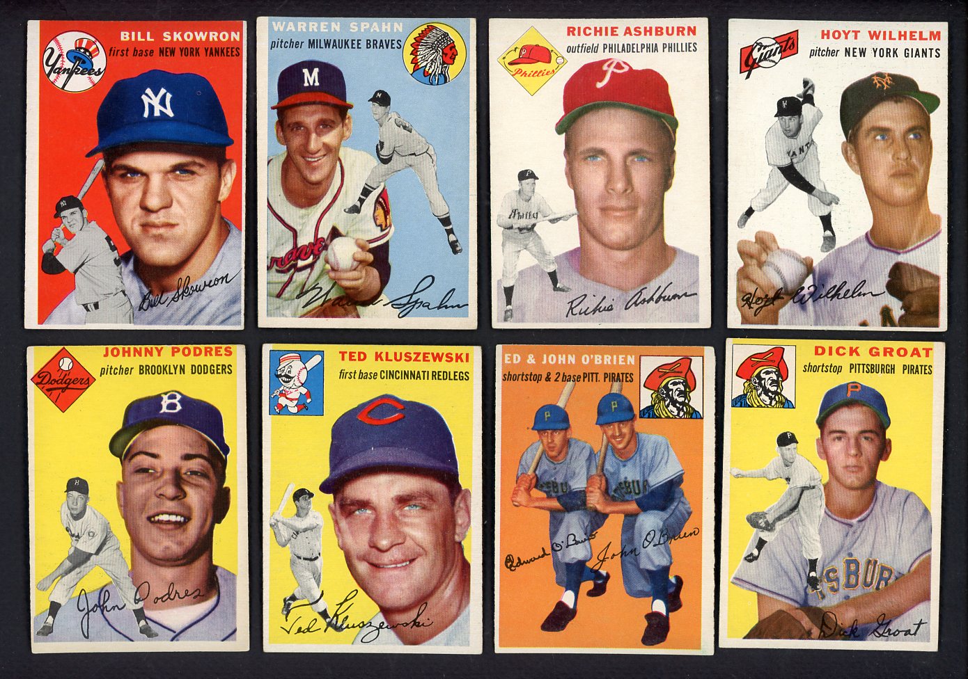 1954 Topps Set Lot 112 Diff EX Spahn Ashburn Wilhelm Skowron 555438