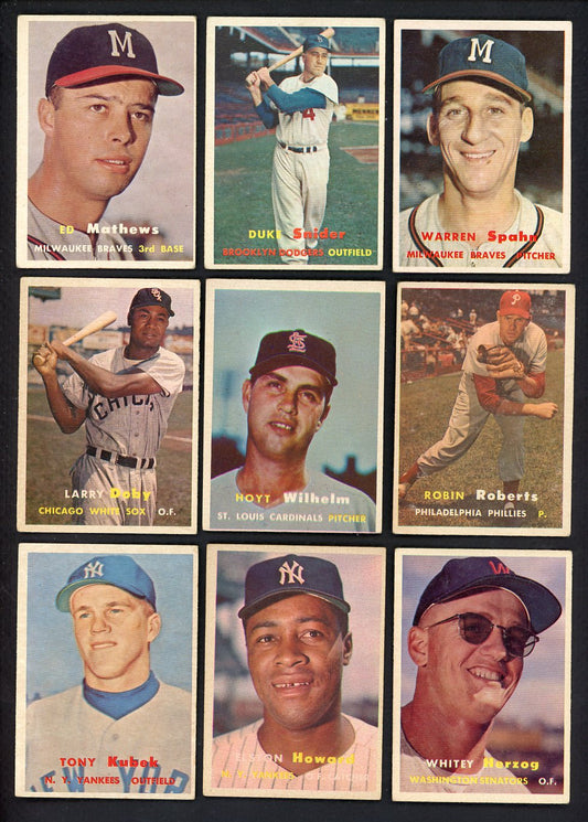 1957 Topps Set Lot 132 Diff VG-EX Snider Spahn Mathews Doby 555476