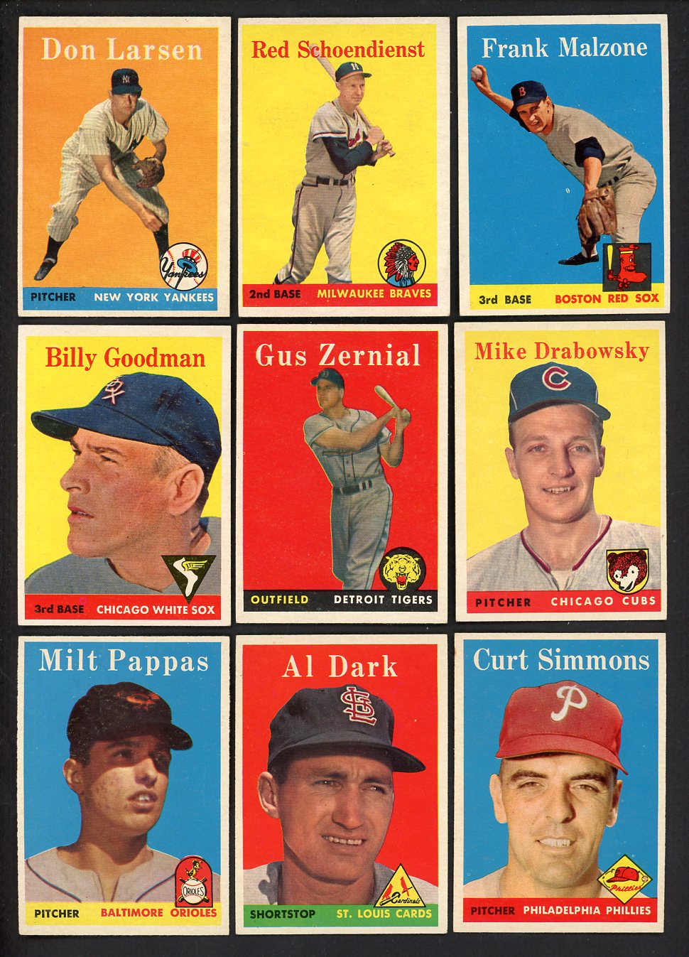 1958 Topps Set Lot 63 Diff EX-MT Schoendienst Larsen Pappas 555489